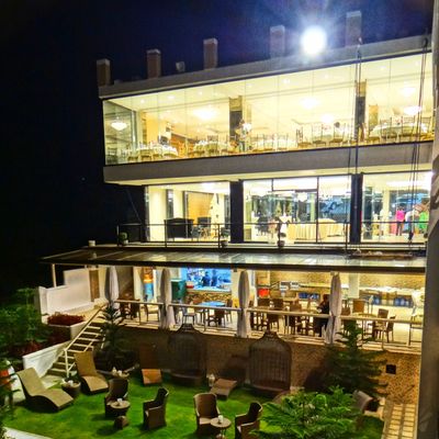 Restaurant lobby and functions at night